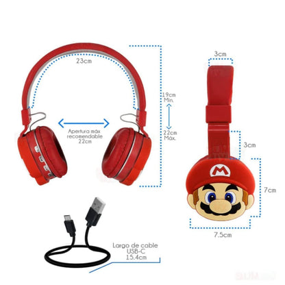 Diadema de Mario Bros con Auriculares Inalámbricos y Manos Libres