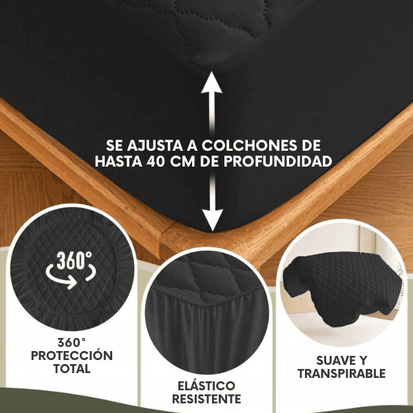 Protector Colchón Acolchado Impermeable + 2 Protetores de Almohada de REGALO 🎁