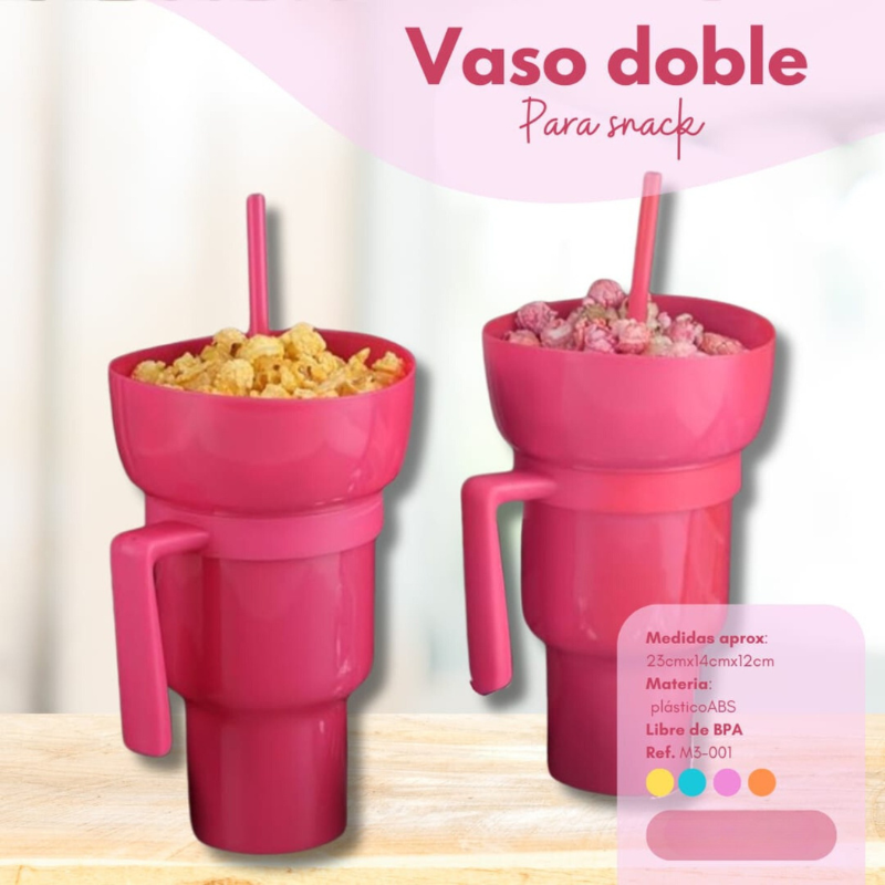 CupSnack 2 en 1 - Vaso Doble para aperitivo y bebida