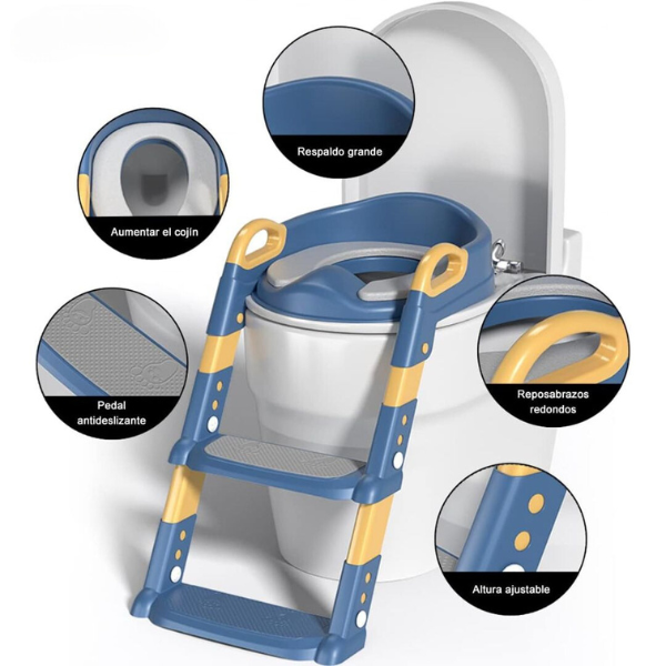 Asiento de inodoro con escalera para niños