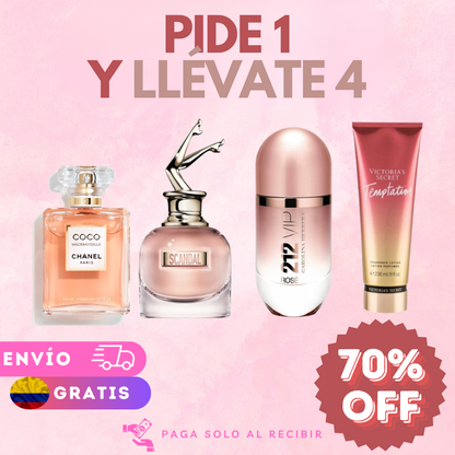 ¡OFERTA DEL DÍA!  Combo 3 Perfumes [Scandal + Coco Chanel + 212 VIP Rosé + Regalo]